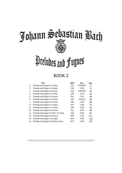 Bach - 14 Preludes and Fugues - Book 2 - for Piano