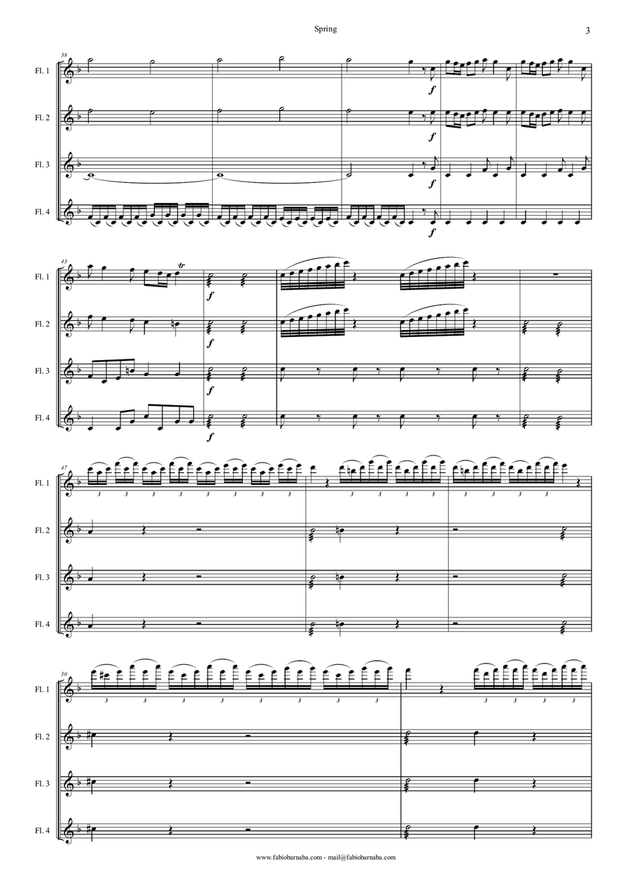 The Four Seasons - Spring - for Flute Quartet or Flute Choir Flute Choir scores gallery preview page 4