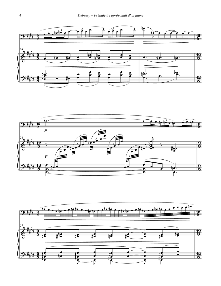 Debussy - Prélude à l’après-midi d’un faune- Afternoon of a Faun for Euphonium & Piano Euphonium scores gallery preview page 4