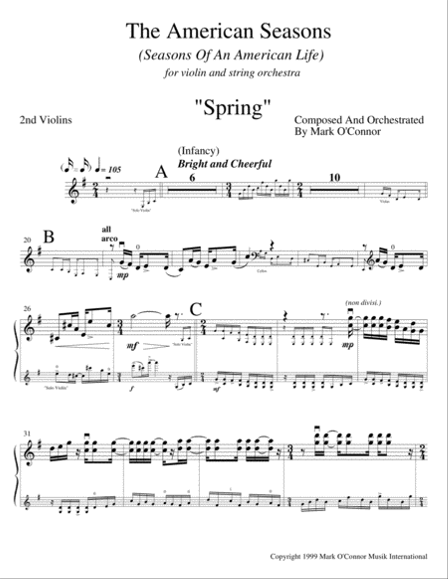 The American Seasons (2nd violins part – violin and string orchestra) Full Orchestra scores gallery preview page 4