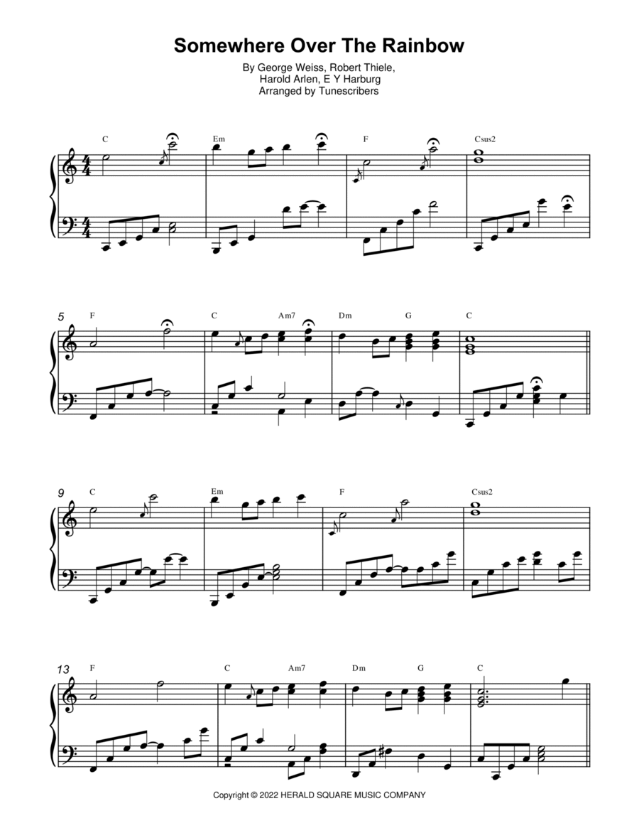 Somewhere Over The Rainbow Piano Solo scores gallery preview page 1