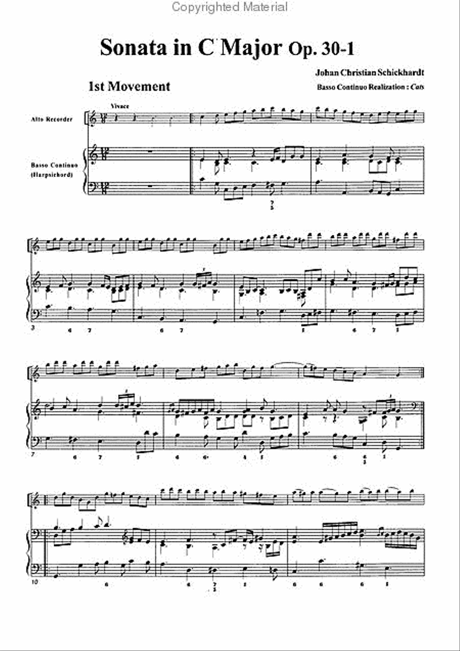 Sonata No. 1 in C Major Alto Recorder scores gallery preview page 3