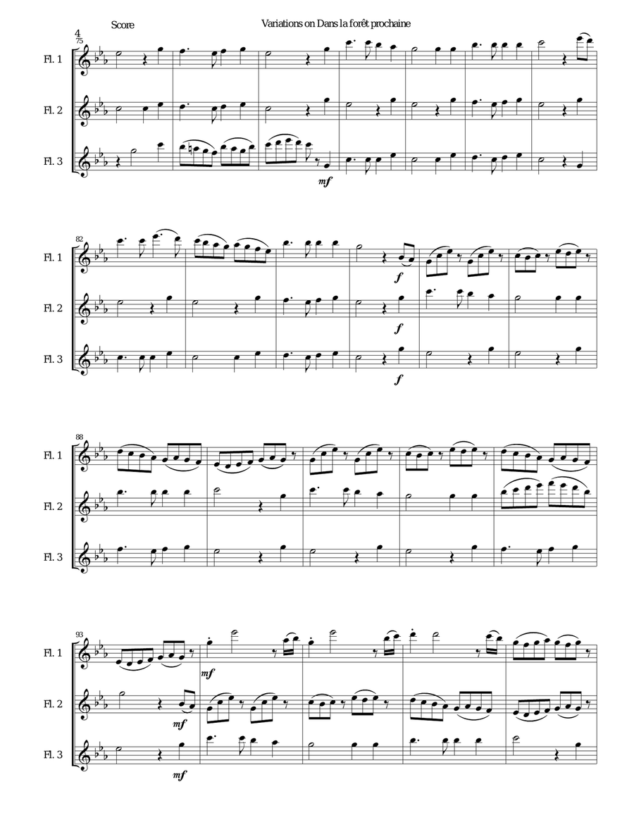 Dans la forêt prochaine (The Cuckoo in the forest) for 3 flutes Flute Solo scores gallery preview page 4