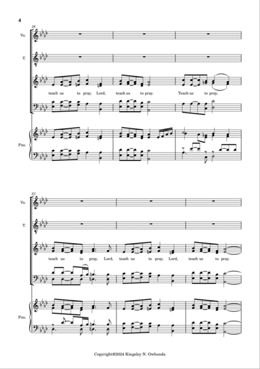 Teach us to Pray 4-Part scores gallery preview page 4