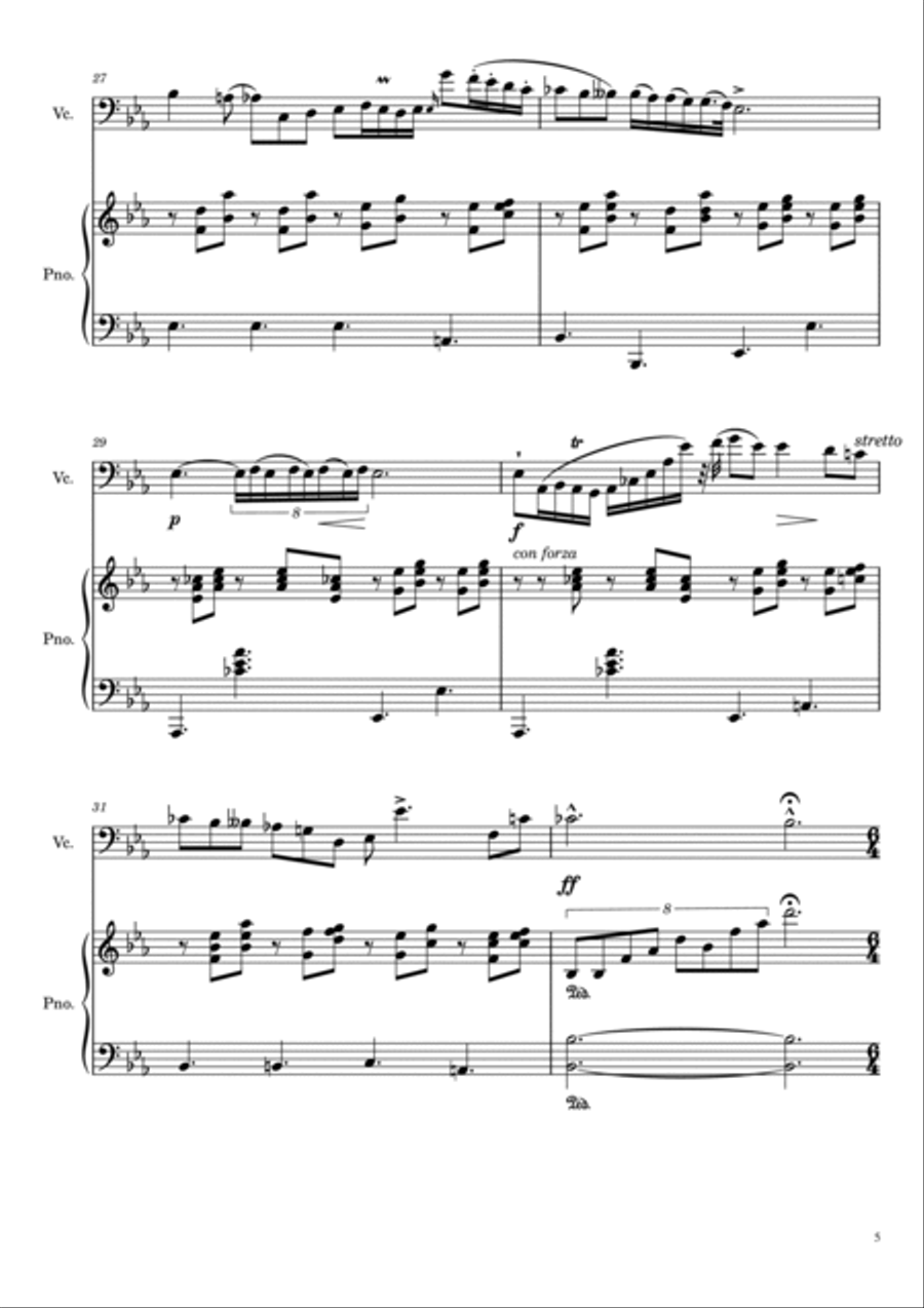 Chopin - Nocturne Op.9 No.2 - Cello and Piano Piano scores gallery preview page 5