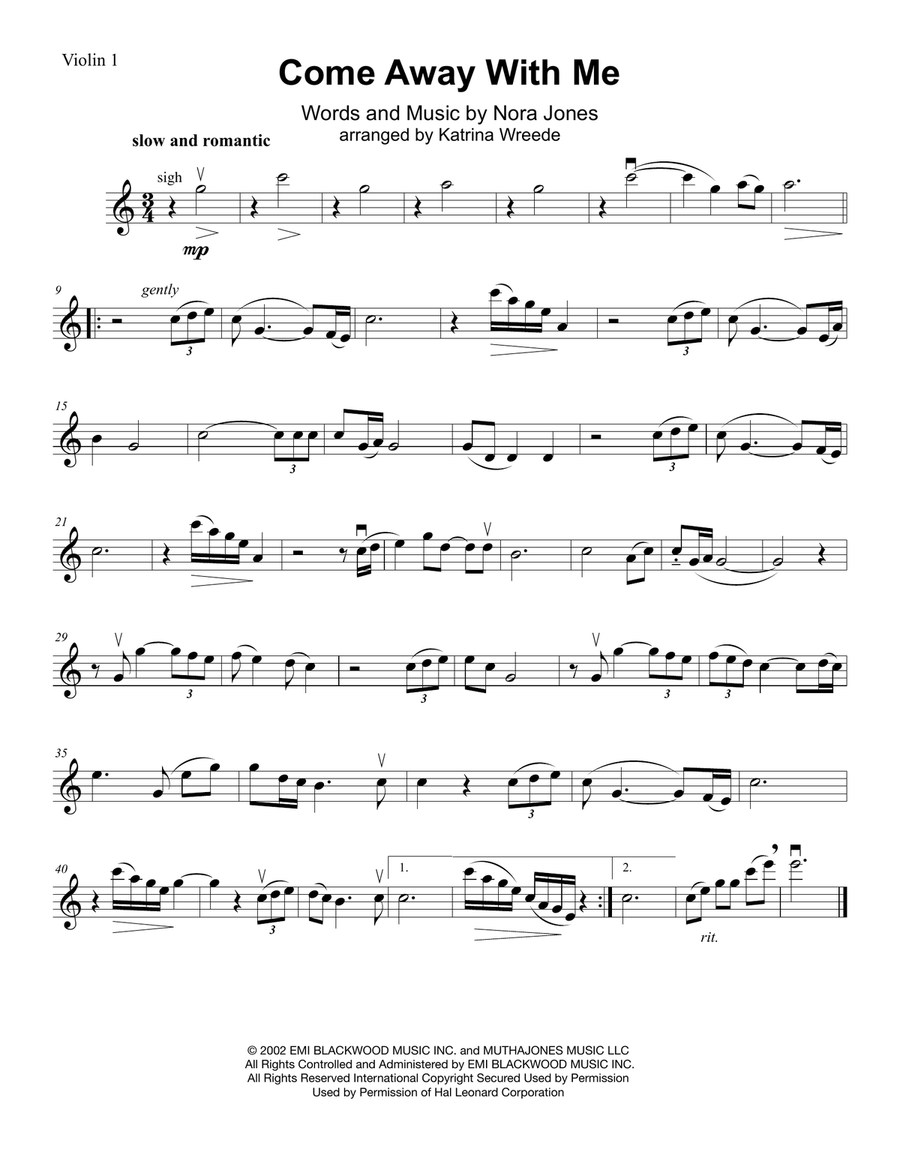 Come Away With Me String Quartet scores gallery preview page 4