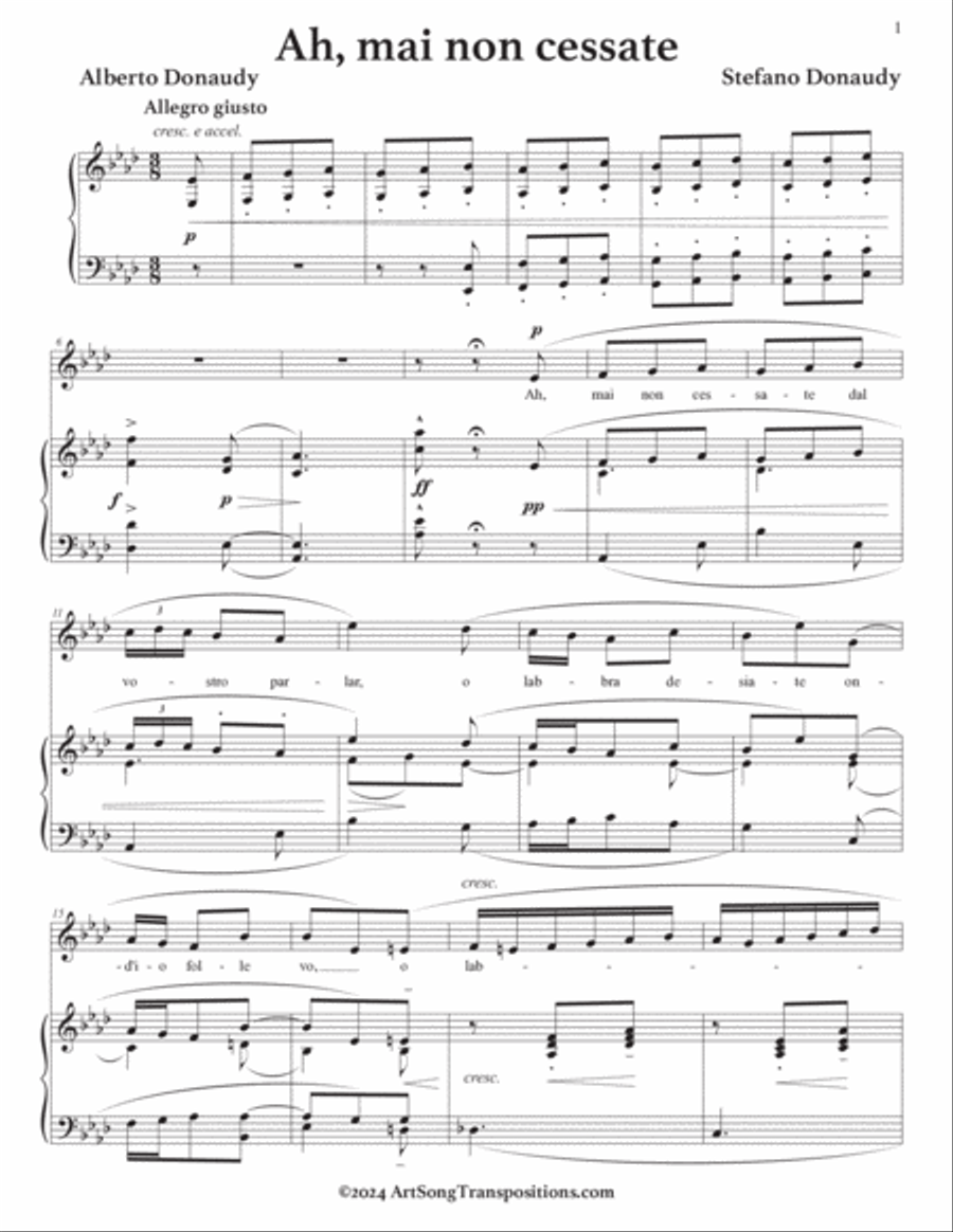 Ah, mai non cessate (A-flat major)