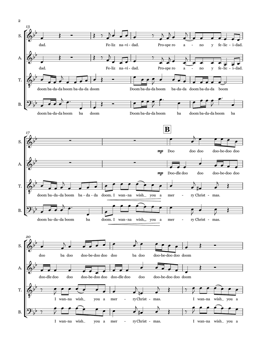 Feliz Navidad 4-Part scores gallery preview page 3