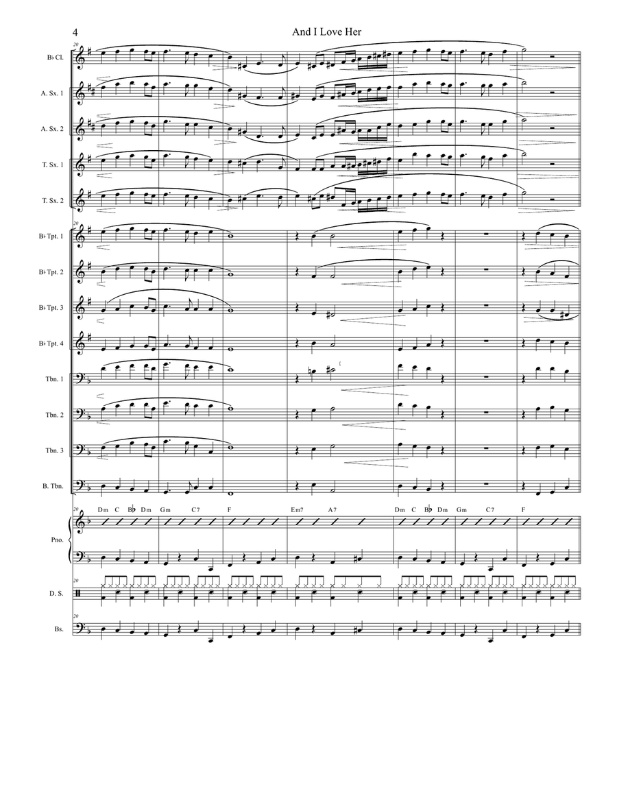 Medley: Yesterday with And I Love Her Jazz Ensemble scores gallery preview page 4