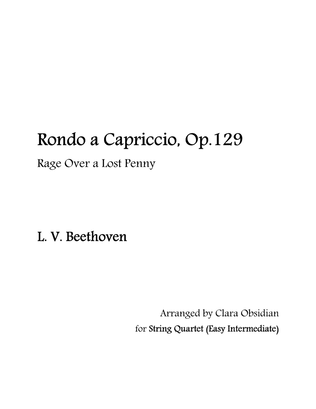 Book cover for L. V. Beethoven: Rondo a Capriccio, Op.129 'Rage over a Lost Penny' for String Quartet (Easy/ Int)