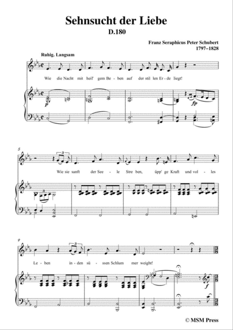 Schubert-Sehnsucht der Liebe(Love's Yearning), D.180,in c minor,for Voice&Piano Voice scores gallery preview page 3