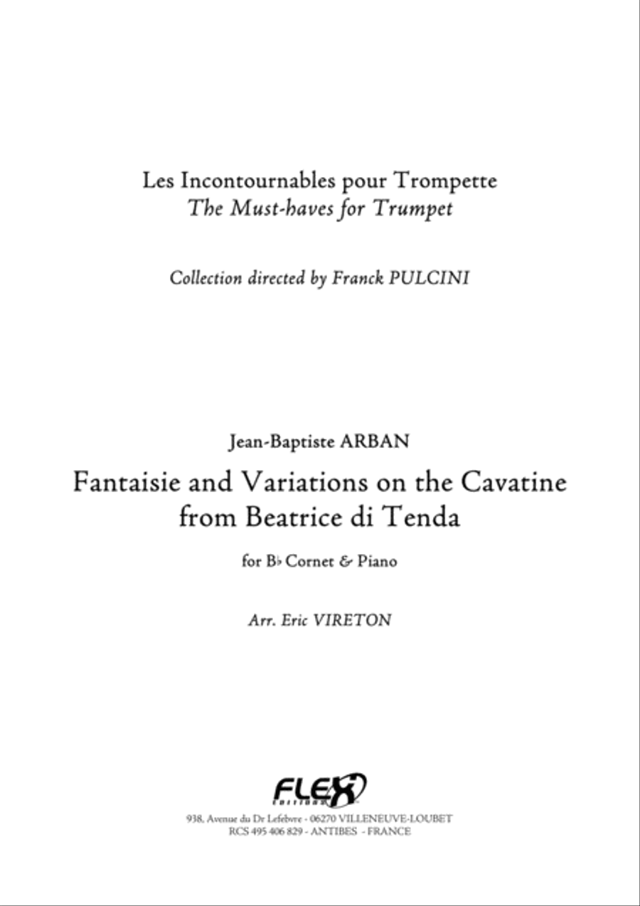 Fantaisie and Variations on the Cavatina from Beatrice di Tenda Cornet scores gallery preview page 1