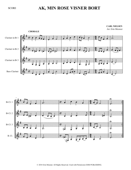 Two Chorales by Nielsen for Clarinet Quartet