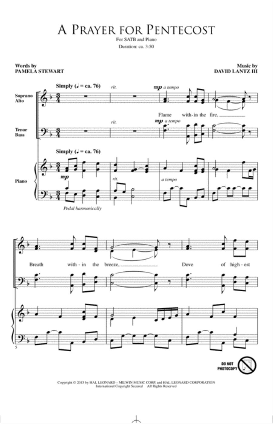A Prayer For Pentecost 4-Part scores gallery preview page 1