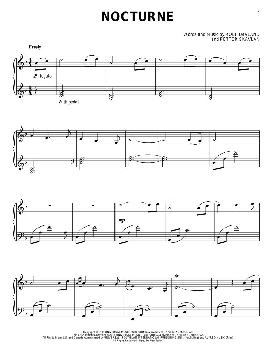 Nocturne Piano Solo scores gallery preview page 1