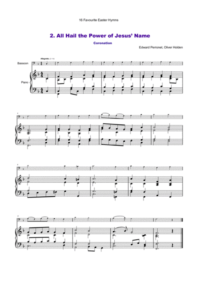 16 Favourite Easter Hymns for Solo Bassoon and Piano