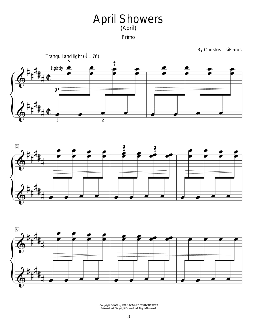 April Showers (April) April Showers (April) Piano Duet scores gallery preview page 2