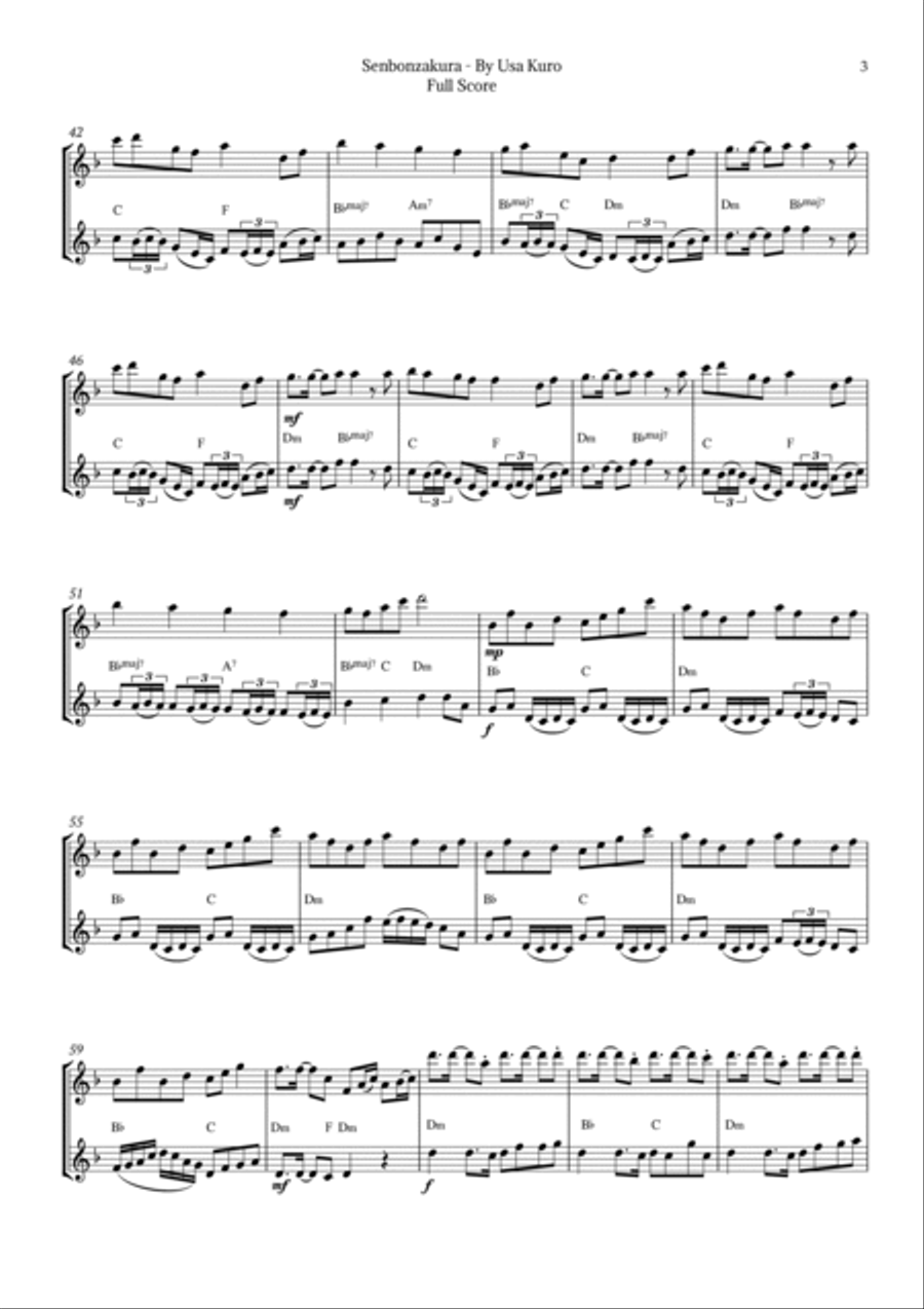 Senbonzakura Flute Duet scores gallery preview page 3