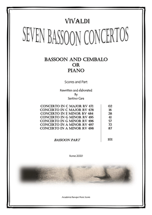 Book cover for Vivaldi - Seven Concertos for Bassoon and Cembalo or Piano - Scores and Part