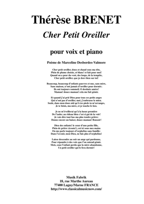 Therese Brenet : Cher Petit Oreiller for medium voice and piano