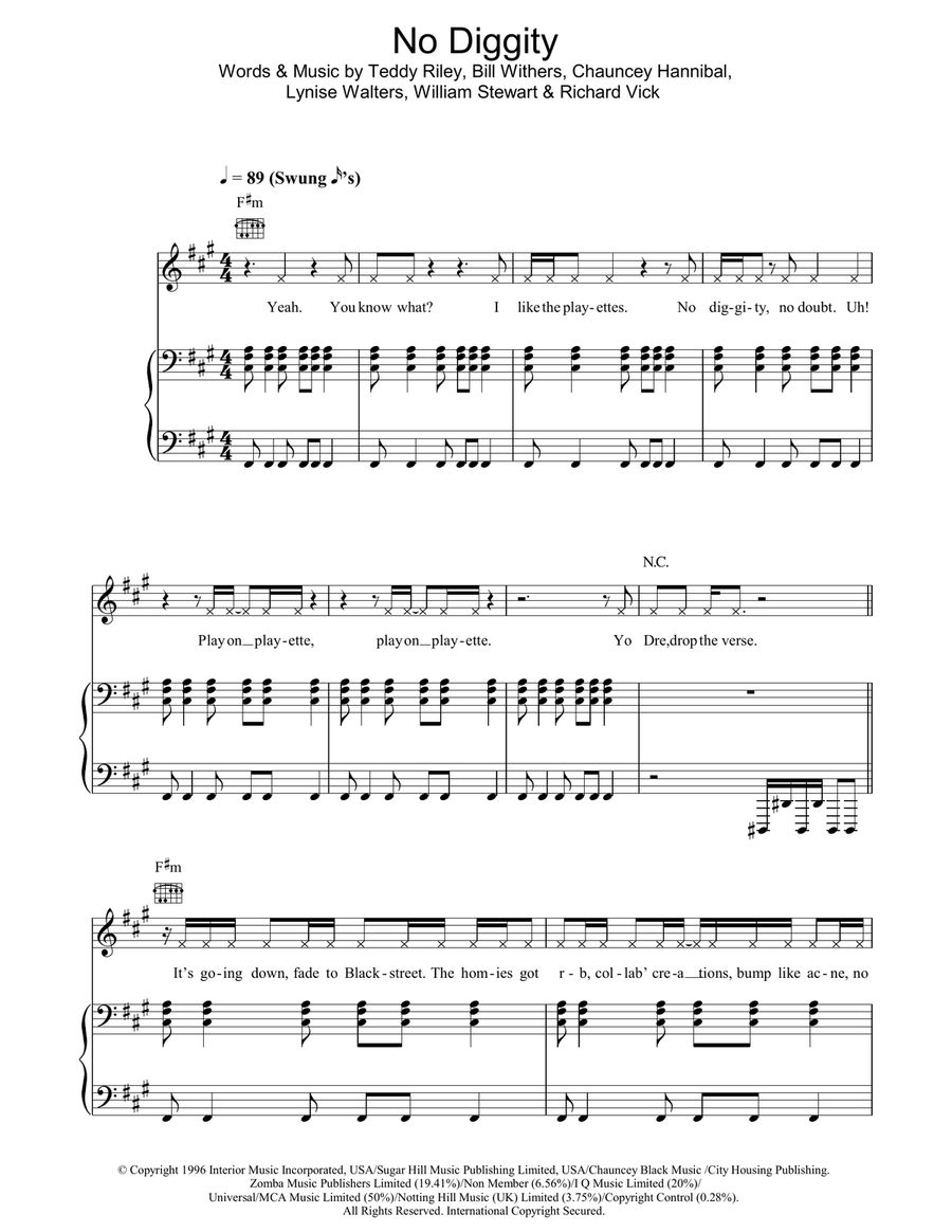 No Diggity Acoustic Guitar scores gallery preview page 1