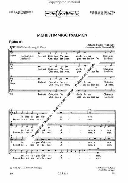 Mehrstimmige Psalmen: Gott schweige doch nicht also (Psalm 83) / Sei nun wieder zufrieden meine Seele (Ps. 116)