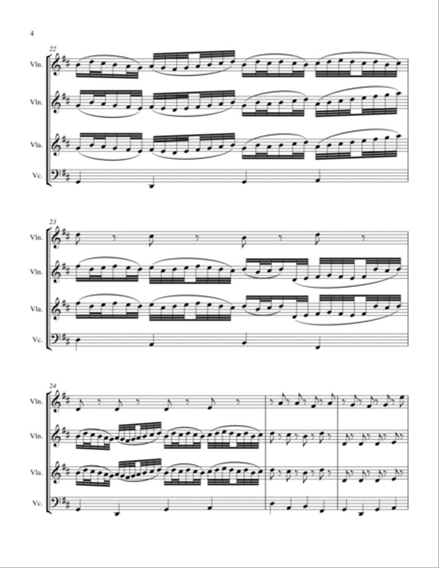 CANON IN D String Trio, Intermediate Level for 2 violins and cello or violin, viola and cello String Trio scores gallery preview page 6