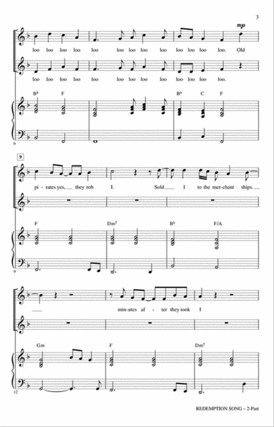 Redemption Song 2-Part scores gallery preview page 3