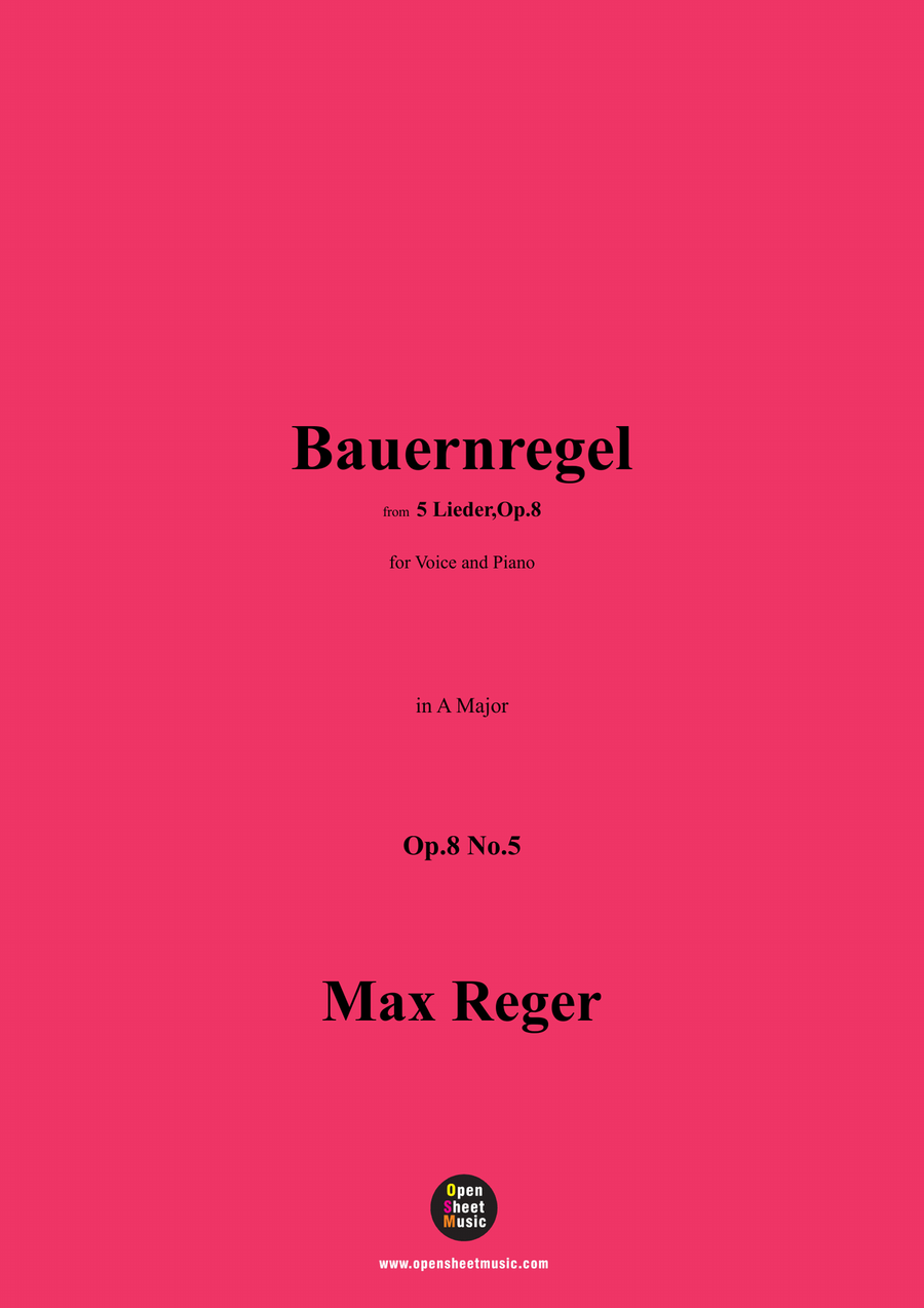 M. Reger-Bauernregel,in A Major,Op.8 No.5