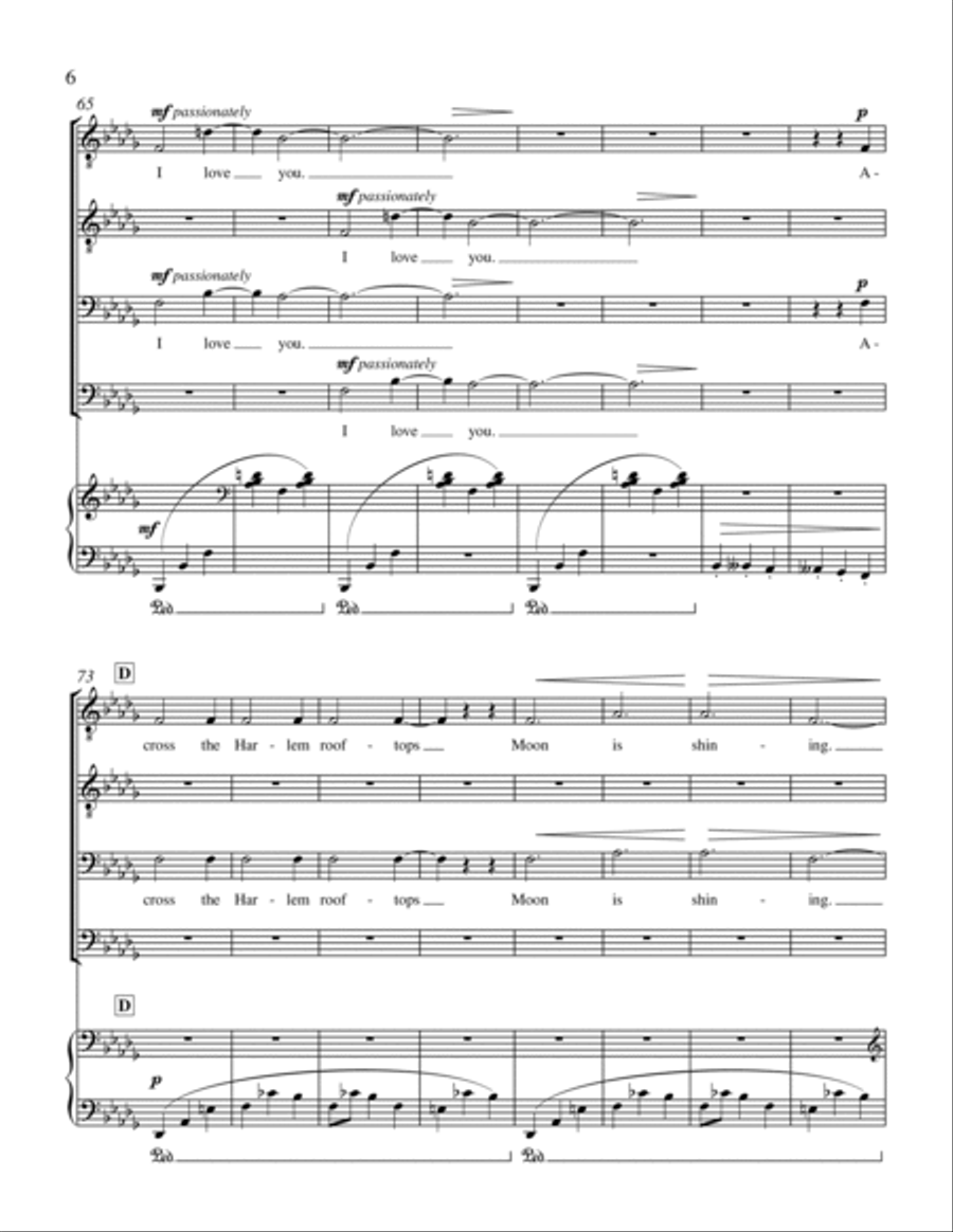 Harlem Night Song from Harlem Songs TTBB scores gallery preview page 6