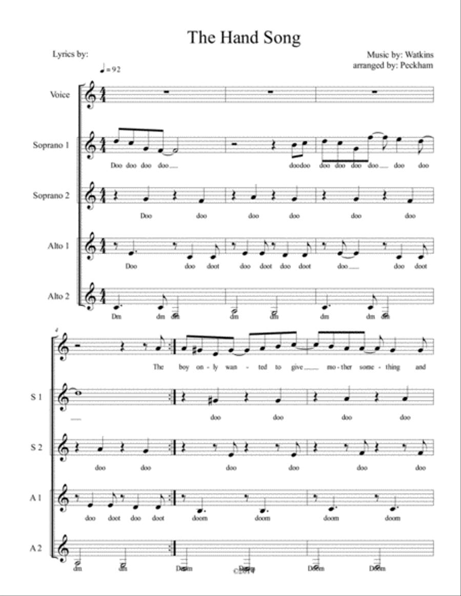 The Hand Song The Hand Song SSAA scores gallery preview page 1
