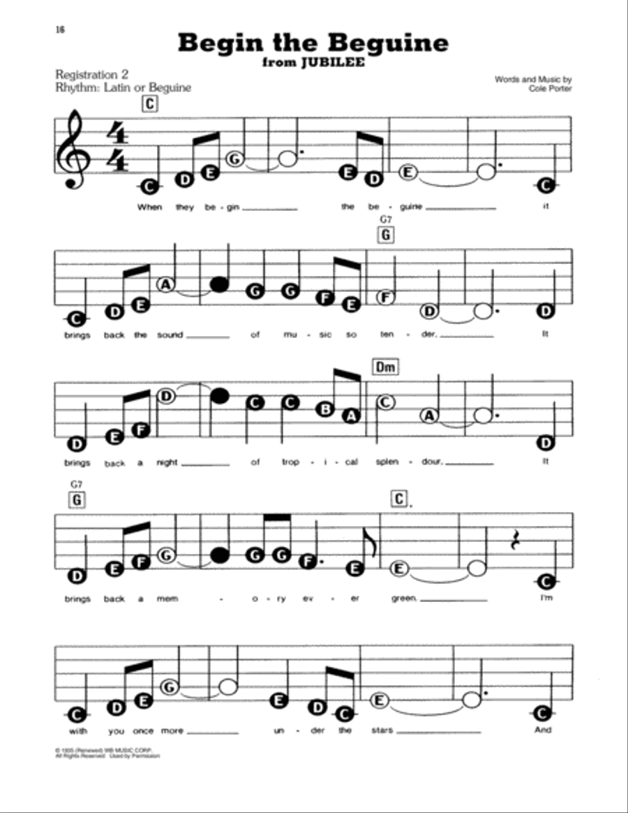 Begin The Beguine Electronic Keyboard scores gallery preview page 1