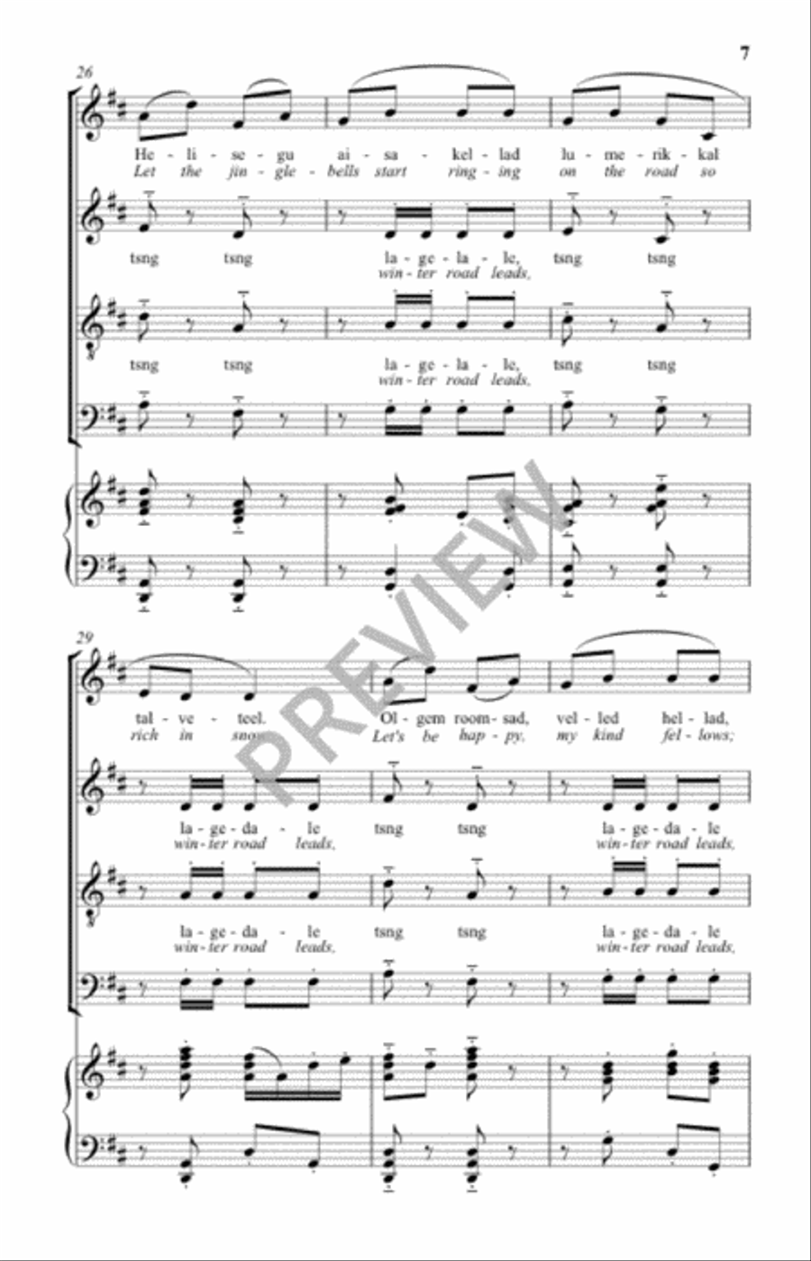 Ule Lume Lagedale (Over Snowy Winter Roads) 4-Part scores gallery preview page 6