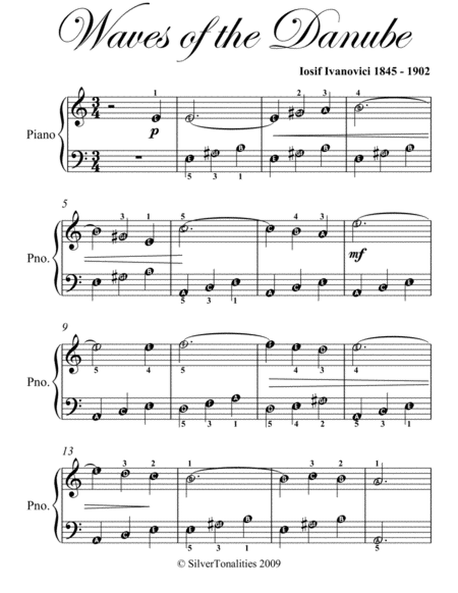 Waves of the Danube Easy Piano Sheet Music
