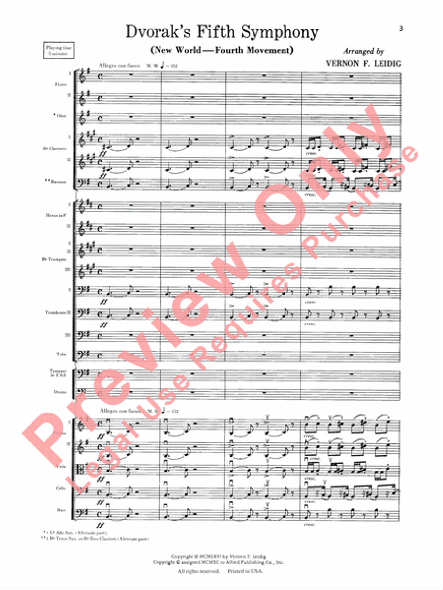 Dvorák's Fifth Symphony (New World, Fourth Movement) Full Orchestra scores gallery preview page 4