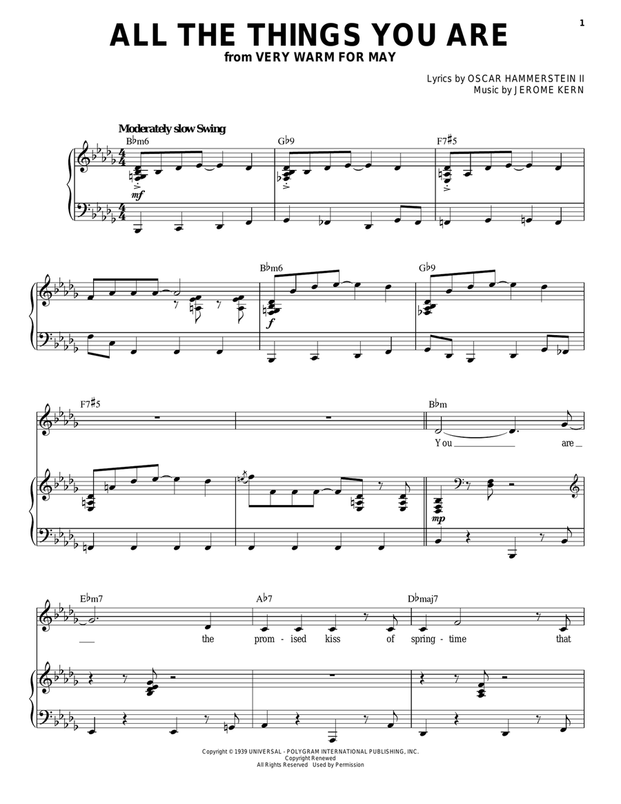 All The Things You Are Piano, Vocal scores gallery preview page 1