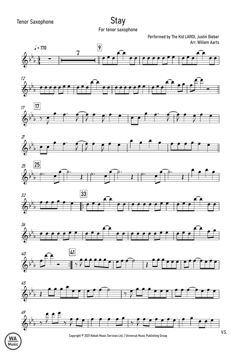 Stay Tenor Saxophone scores gallery preview page 1