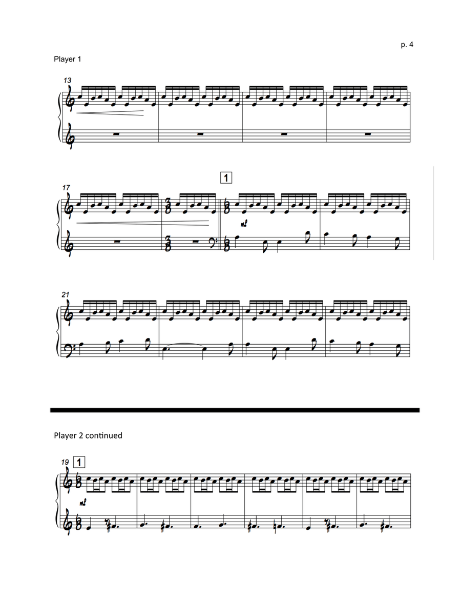 Carol of the Bells / God Rest Ye Merry Gentlemen - 1 Piano, Six Hands Piano Trio scores gallery preview page 4