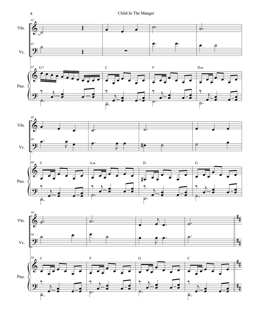 Child In The Manger (Duet for Violin and Cello) Piano Trio scores gallery preview page 5