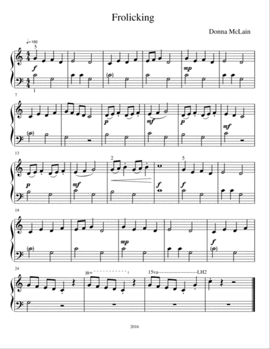 Frolicking Frolicking Easy Piano scores gallery preview page 1
