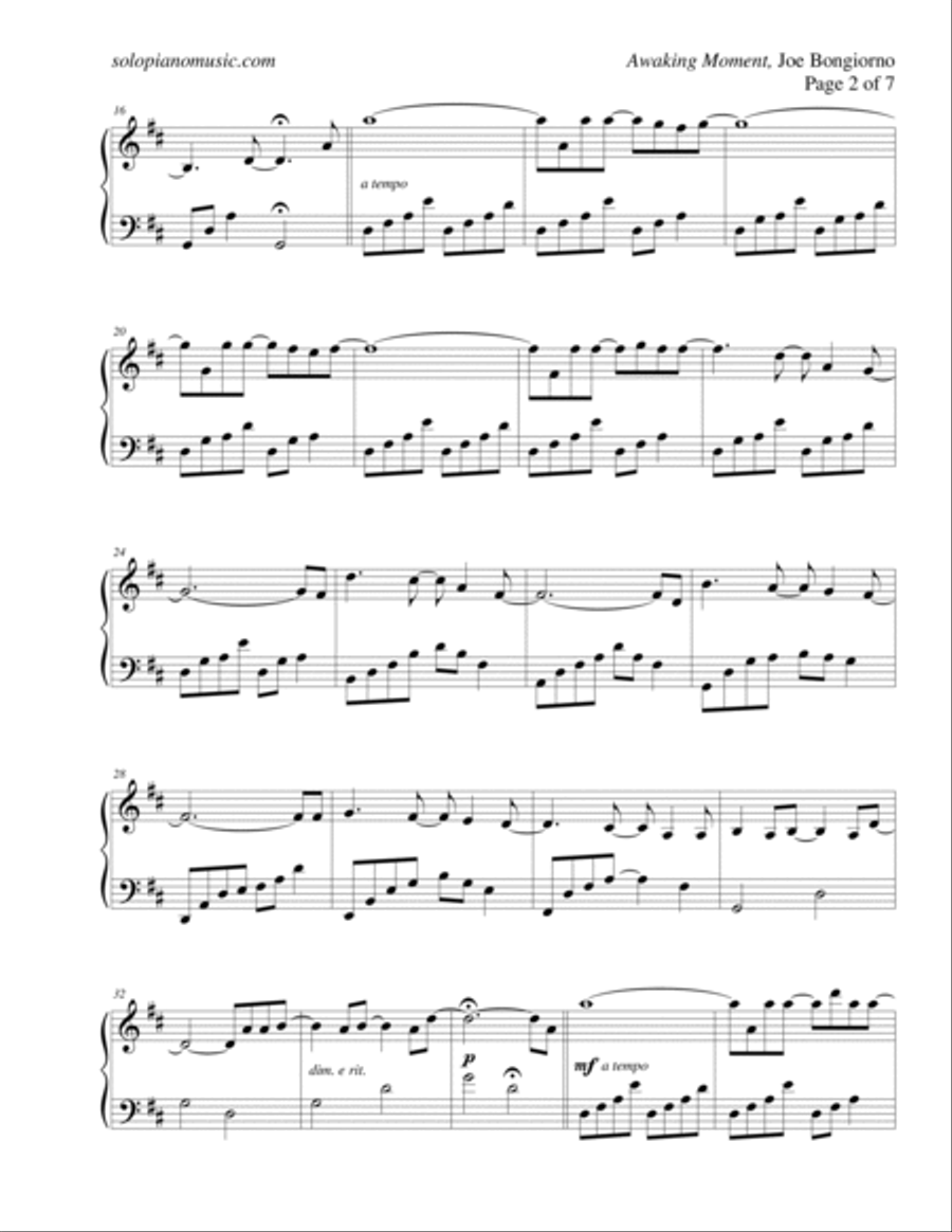 Awaking Moment - by Joe Bongiorno Piano Solo scores gallery preview page 2