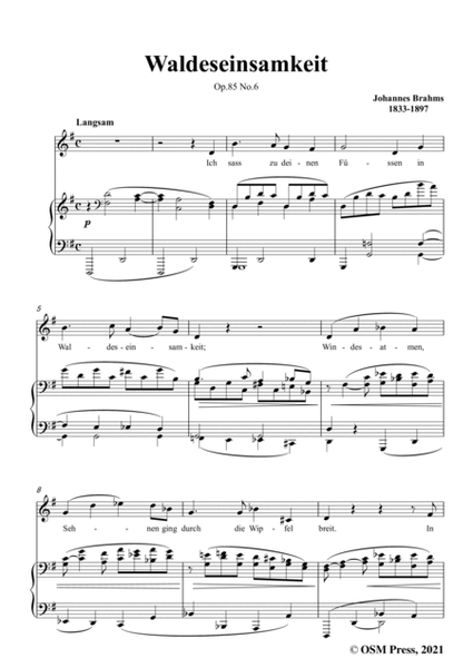 Brahms-Waldeseinsamkeit,Op.85 No.6 in G Major