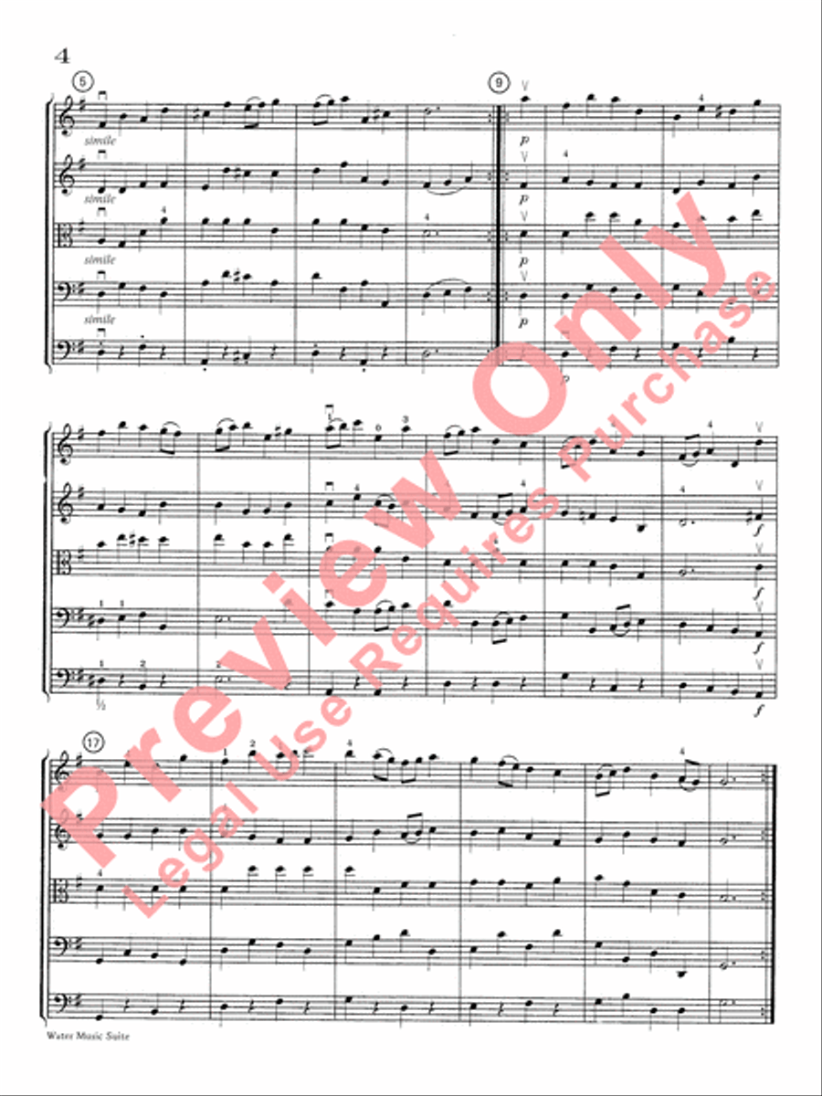 Water Music Suite String Orchestra scores gallery preview page 5