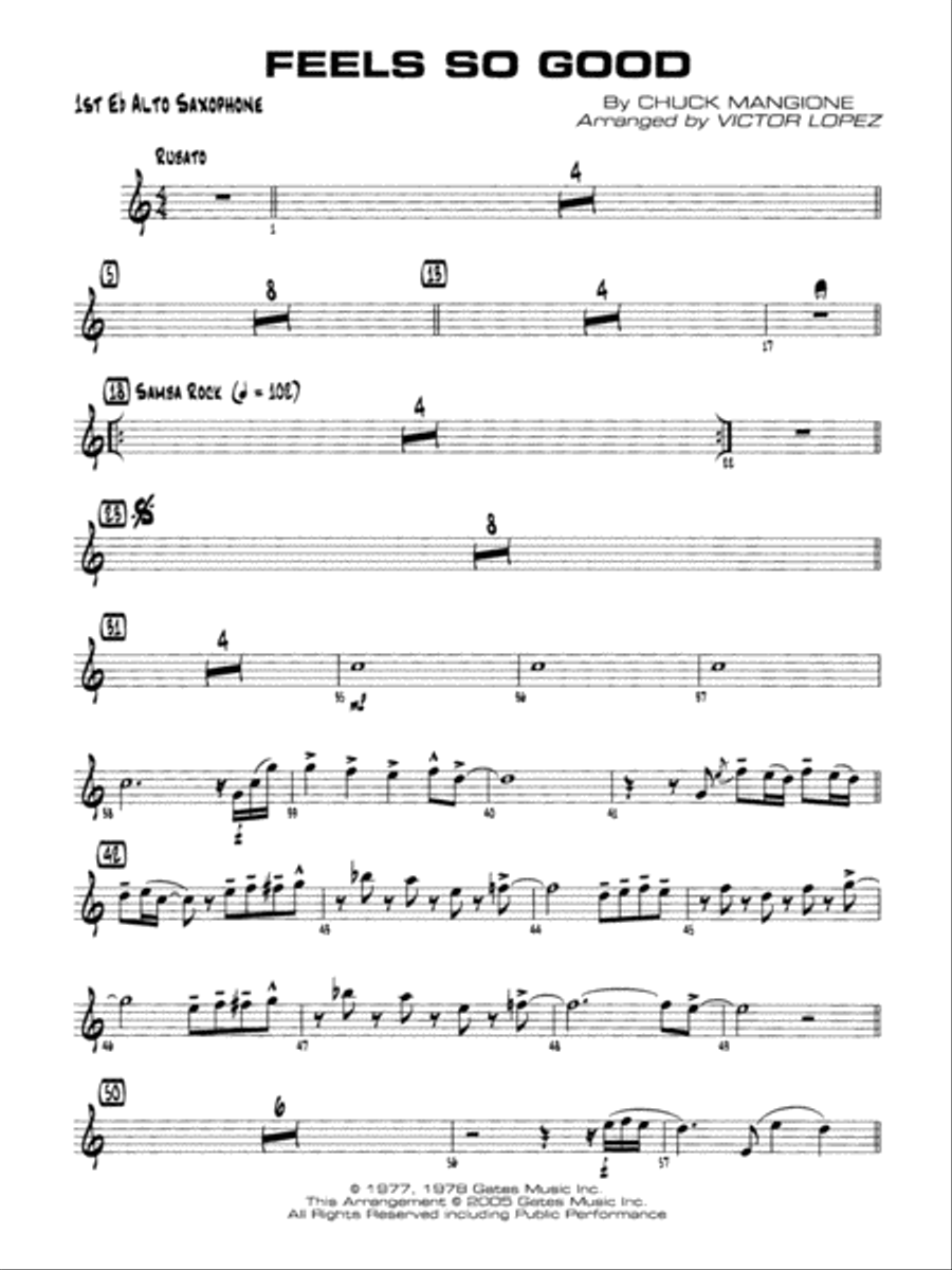 Feels So Good: E-flat Alto Saxophone Jazz Ensemble scores gallery preview page 1