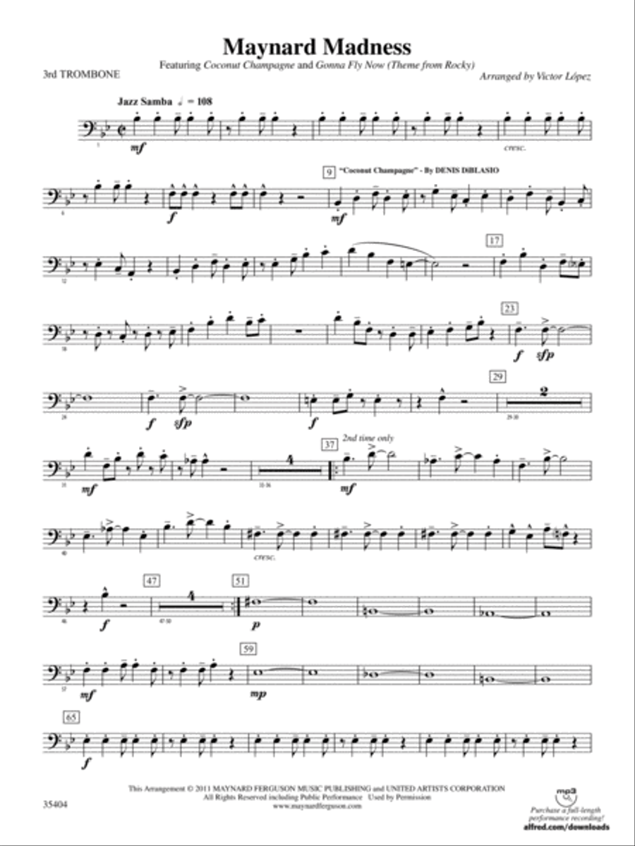 Maynard Madness: 3rd Trombone Concert Band scores gallery preview page 1
