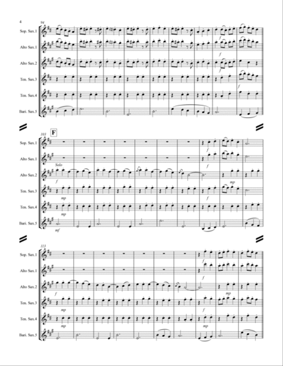 Cielito lindo (for Saxophone Quintet SATTB or AATTB) Saxophone Quintet scores gallery preview page 5