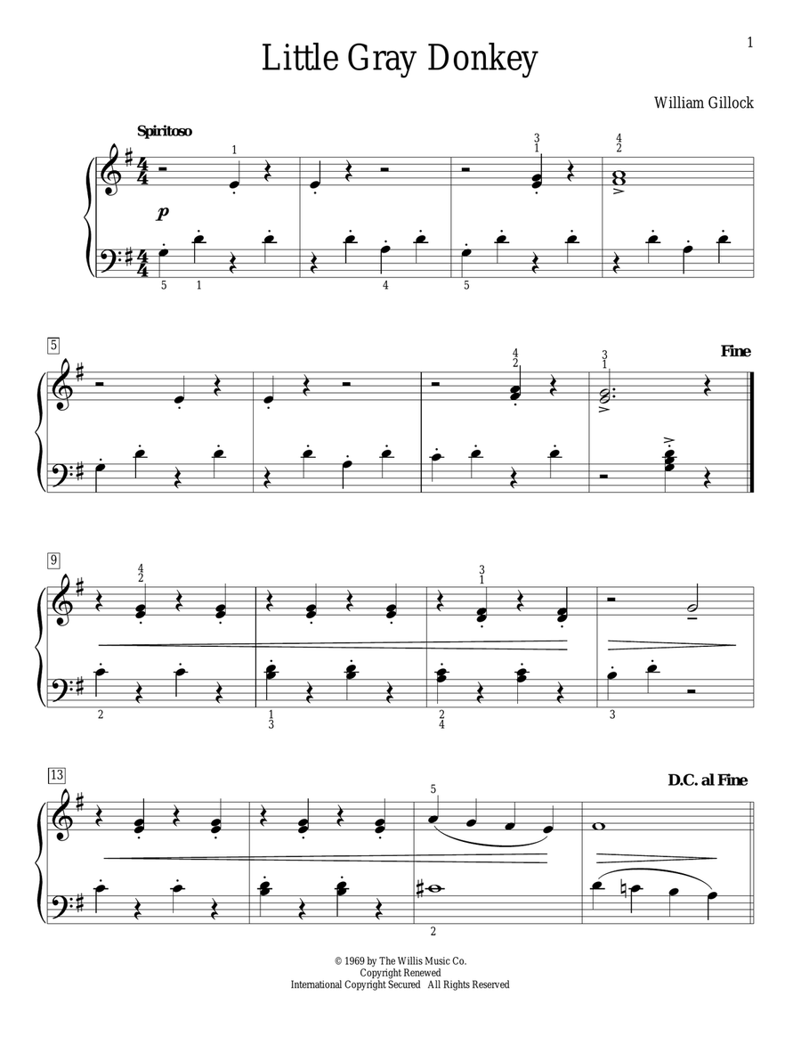 Little Gray Donkey Piano Method scores gallery preview page 1