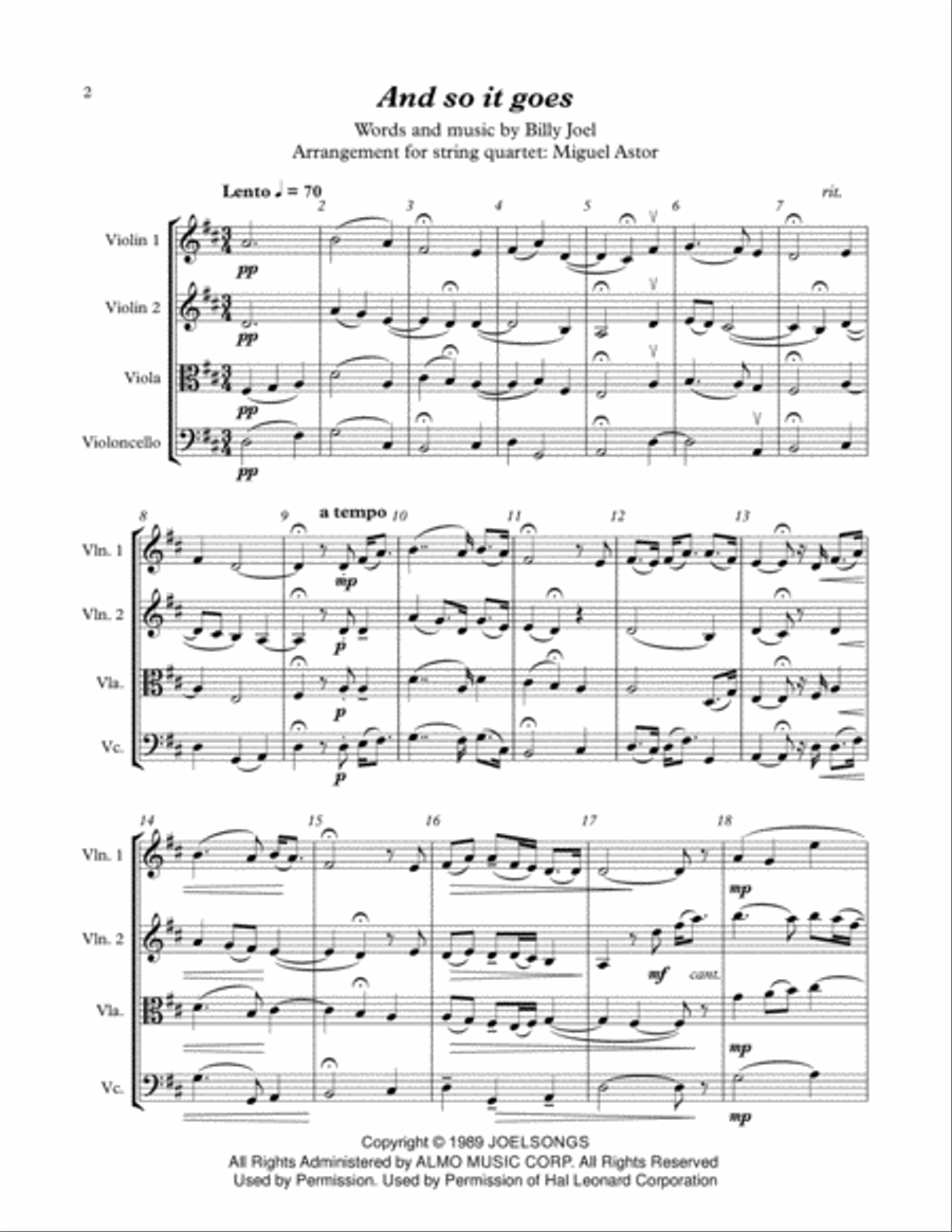 And So It Goes String Quartet scores gallery preview page 2
