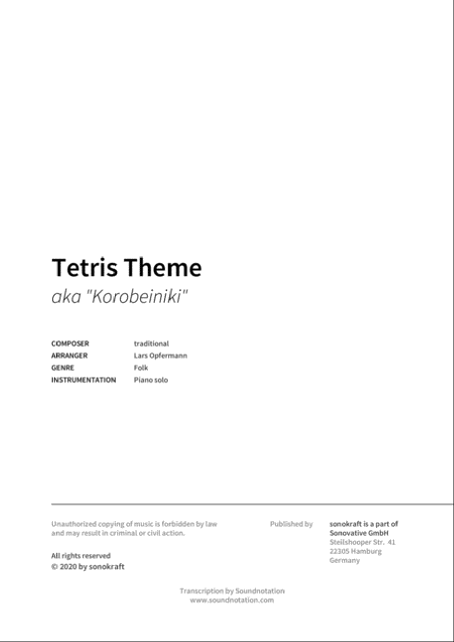 Tetris Theme Piano scores gallery preview page 2