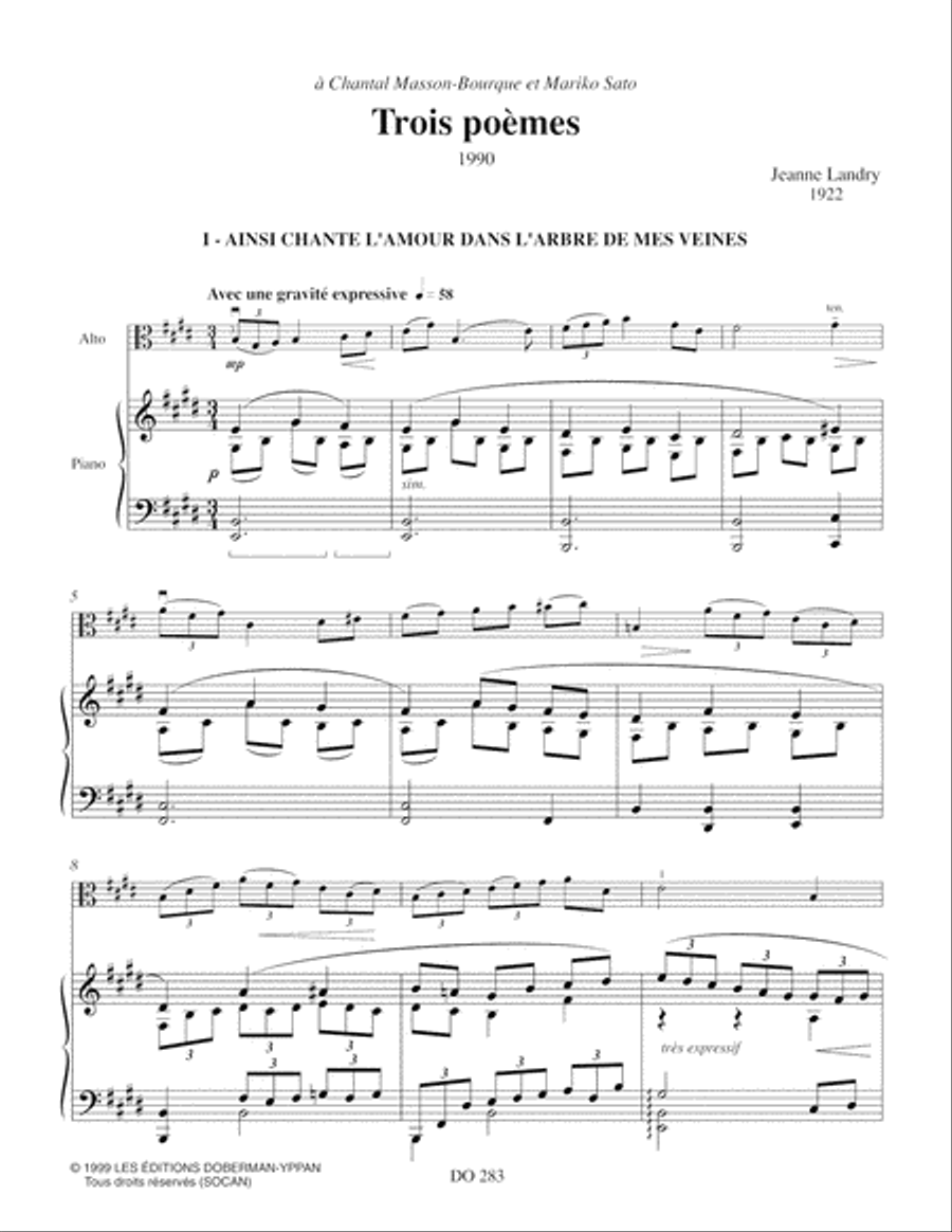 Trois poèmes Piano Accompaniment scores gallery preview page 3